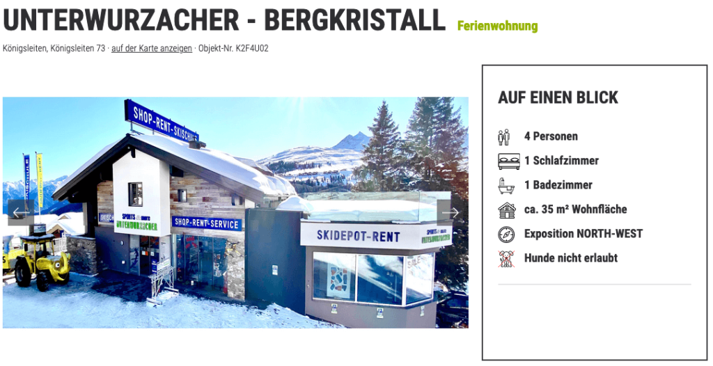 Moderne skischool en skiverhuur in Königsleiten met bergpanorama. Uitstekend advies.